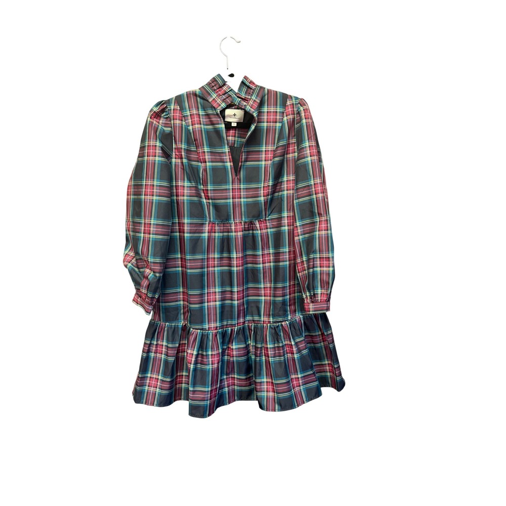 Tuckernuck Highland Tartan Palmerston Dress Holiday Plaid Tiered Mini XS